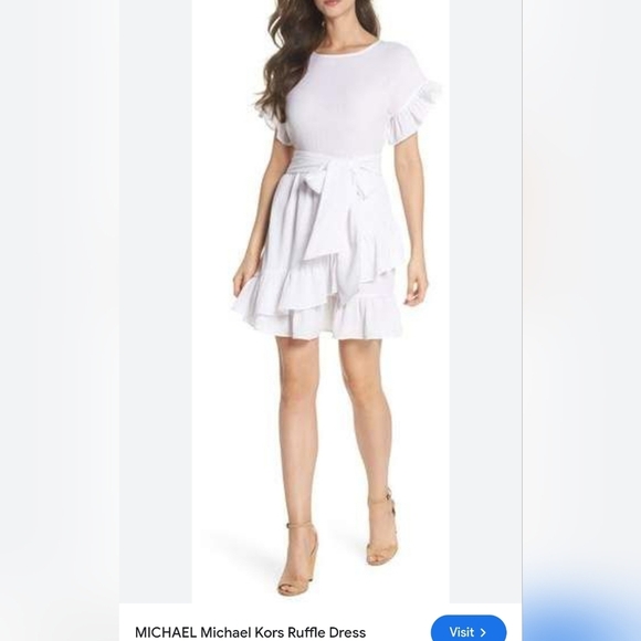 Michael KorsWhite Ruffle Mini Dress - Picture 1 of 11